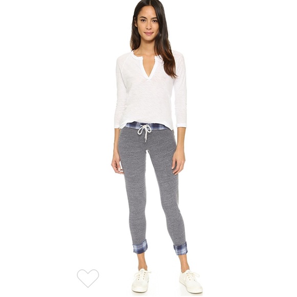 MONROW Plaid Fold Over Sweatpants - Picture 3 of 8